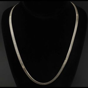 vintage sterling silver 20 inch double curb/ bismark link chain necklace